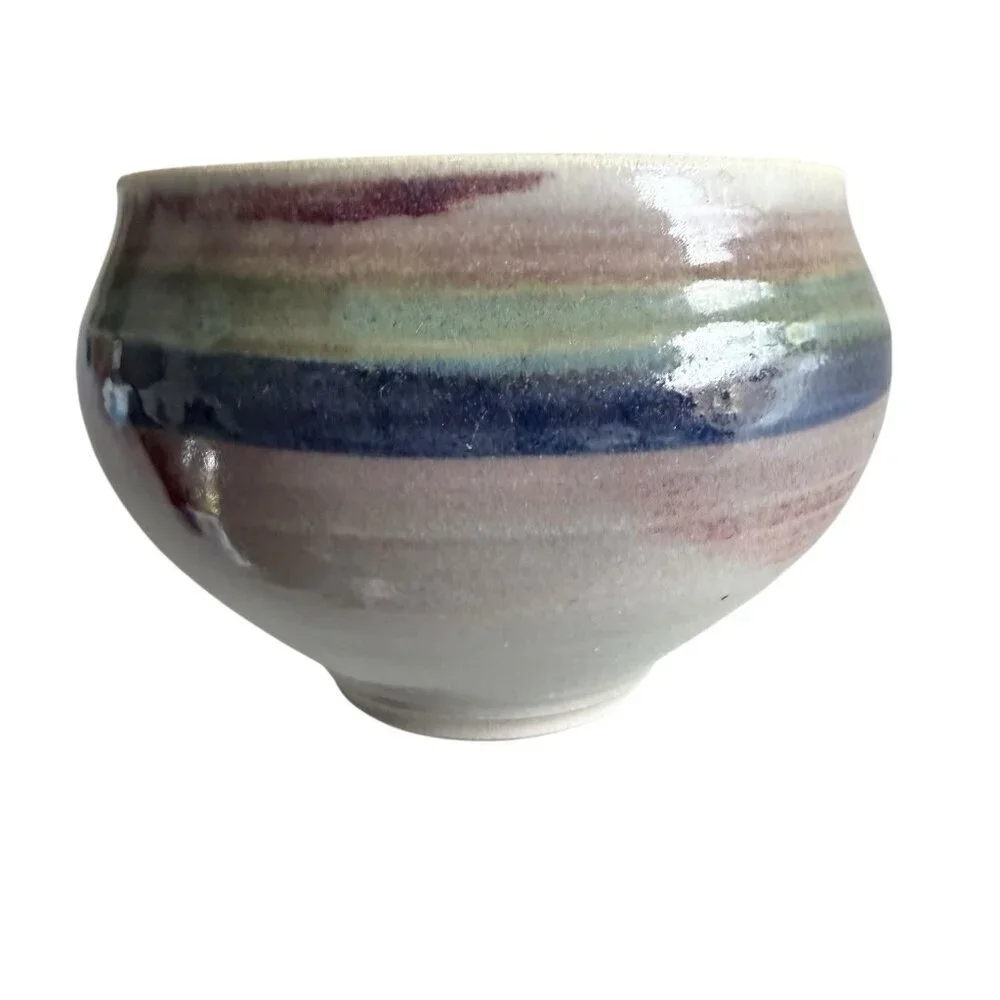 Handmade Studio Art Pottery Bowl Pot Signed 3.5 Inches Tall